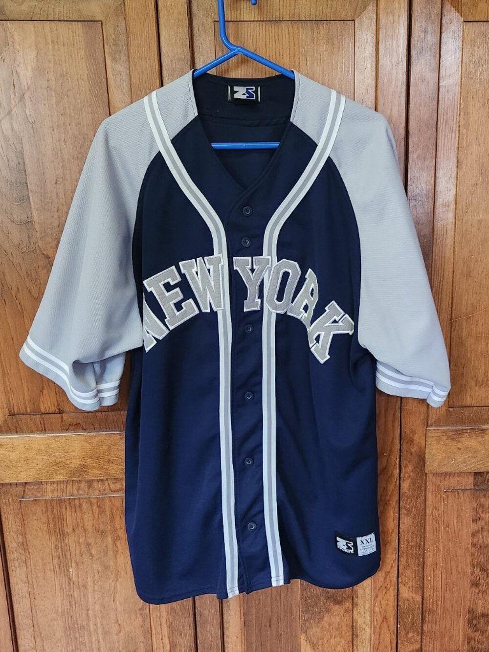 Mens NEW YORK Zam Sports BASEBALL stitched JERSEY Size XXL Blue and Gray MLB Vtg